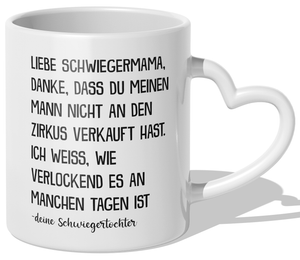 22Feels® Schwiegermutter Geschenk von Schwiegertochter bzw. Braut - Tasse mit Spruch (Herzhenkel, Weiss, 320ml)-Tasse Weiss Herzhenkel 320ml-22Feels