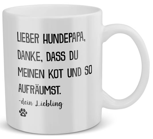 22Feels® Geschenk für Hunde-Herrchen - Tasse mit Spruch: Lieber Hundepapa (Weiss, 320ml)-Weisse Tasse 320ml-22Feels