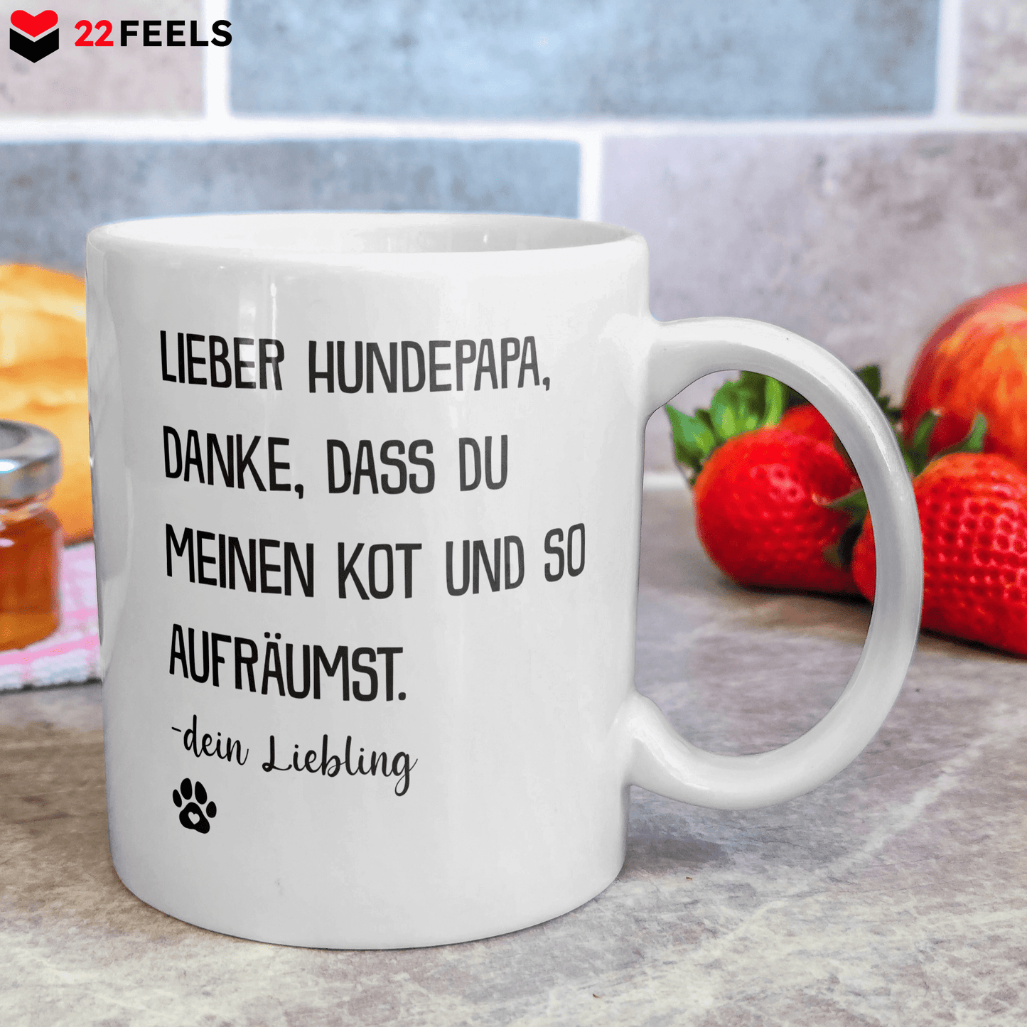 22Feels® Geschenk für Hunde-Herrchen - Tasse mit Spruch: Lieber Hundepapa (Weiss, 320ml)-Weisse Tasse 320ml-22Feels