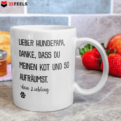 22Feels® Geschenk für Hunde-Herrchen - Tasse mit Spruch: Lieber Hundepapa (Weiss, 320ml)-Weisse Tasse 320ml-22Feels