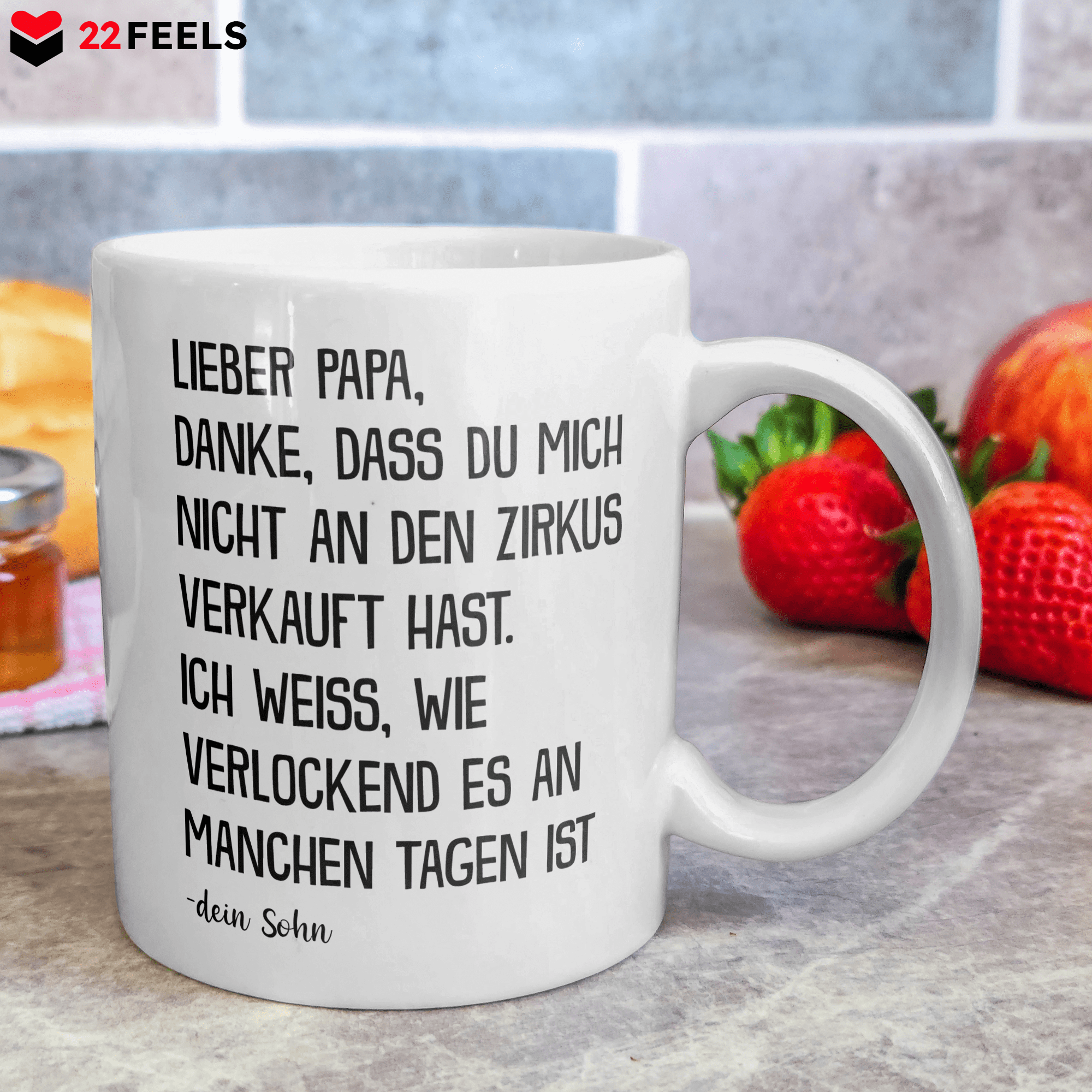 22Feels® Geschenk für Papa von Sohn - Spruch: Zirkus (Weiss, 320ml)-Weisse Tasse 320ml-22Feels