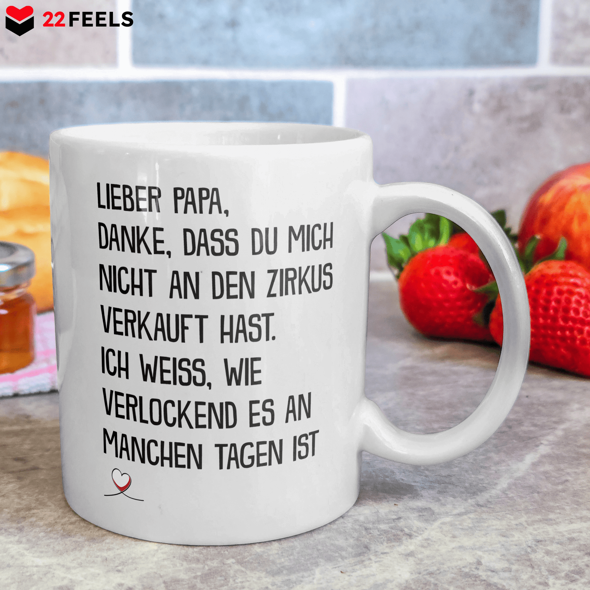 22Feels® Geschenk für Papas - Tasse mit Spruch: Zirkus (Weiss, 320ml)-Weisse Tasse 320ml-22Feels