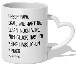22Feels® Papa Geschenk von Sohn - Tasse mit Spruch (Herzhenkel, Weiss, 320ml)-Tasse Weiss Herzhenkel 320ml-22Feels