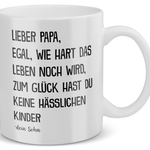 22Feels® Geschenk für Papa von Sohn - Spruch: Egal Wie Hart Das Leben Noch Wird (Weiss, 320ml)-Weisse Tasse 320ml-22Feels