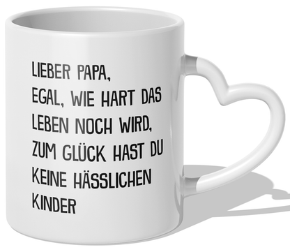 22Feels® Geschenk für Papas - Tasse mit Spruch (Herzhenkel, Weiss, 320ml)-Tasse Weiss Herzhenkel 320ml-22Feels