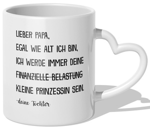 22Feels® Papa Geschenk von Tochter - Tasse mit Spruch (Herzhenkel, Weiss, 320ml)-Tasse Weiss Herzhenkel 320ml-22Feels