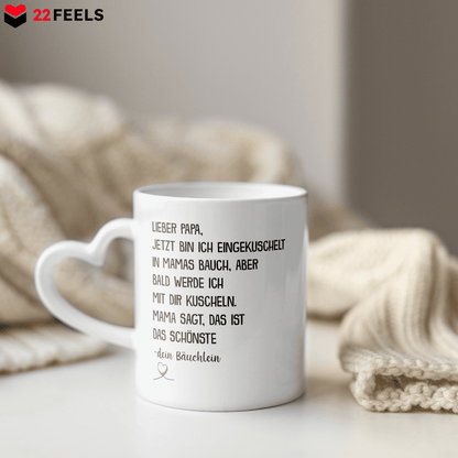 22Feels® Geschenk für Werdende Väter - Du Wirst Papa Tasse mit Spruch (Herzhenkel, Weiss, 320ml)-Tasse Weiss Herzhenkel 320ml-22Feels