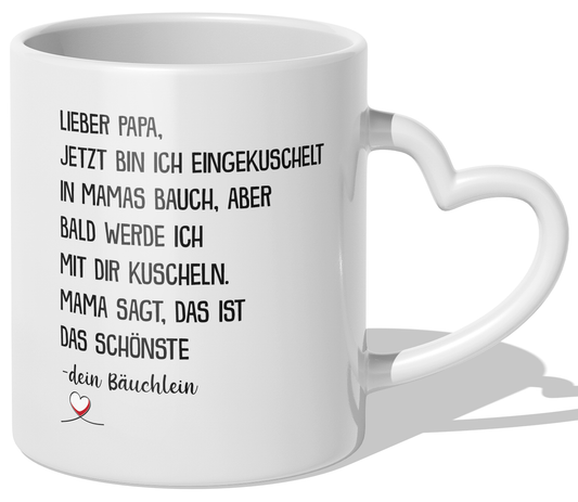 22Feels® Geschenk für Werdende Väter - Du Wirst Papa Tasse mit Spruch (Herzhenkel, Weiss, 320ml)-Tasse Weiss Herzhenkel 320ml-22Feels