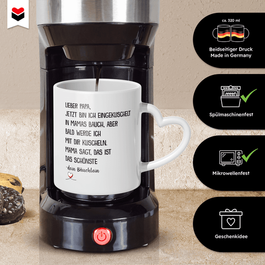 22Feels® Geschenk für Werdende Väter - Du Wirst Papa Tasse mit Spruch (Herzhenkel, Weiss, 320ml)-Tasse Weiss Herzhenkel 320ml-22Feels