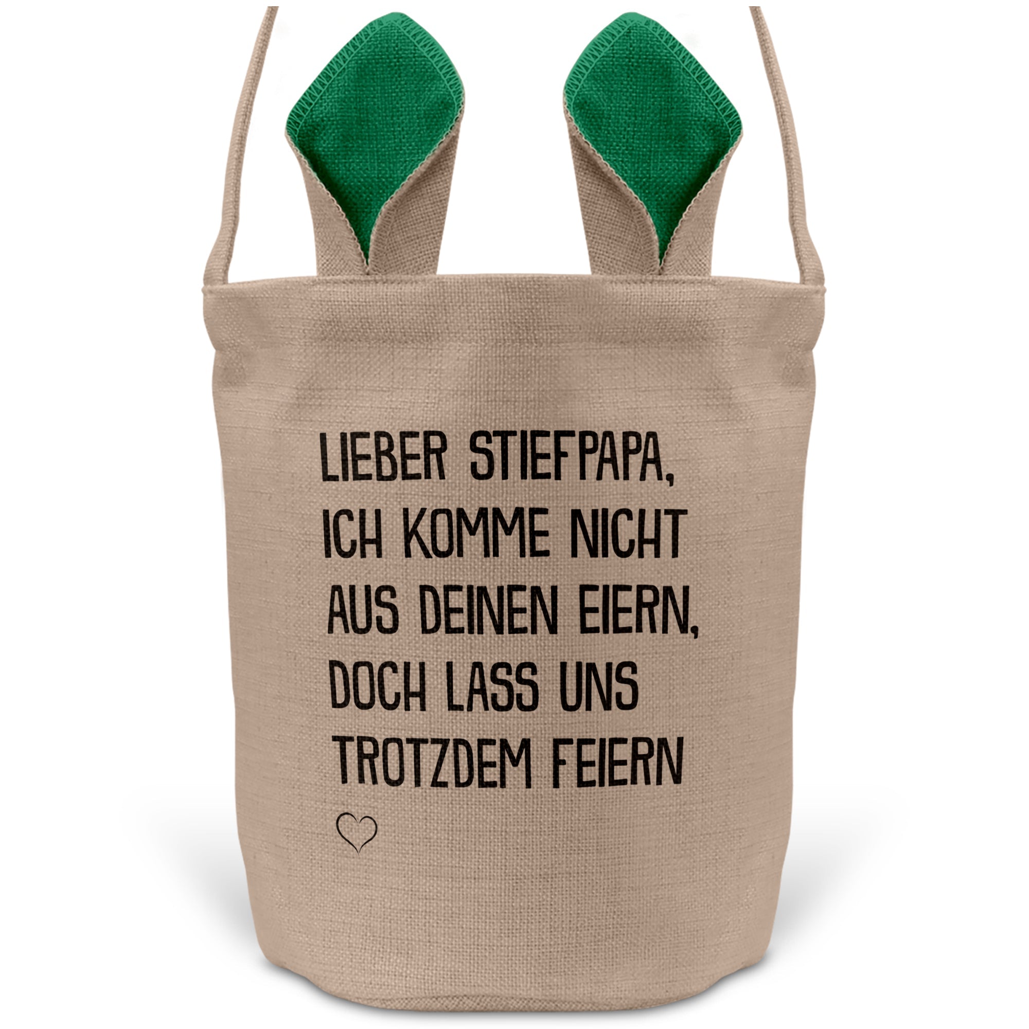 22Feels® Stiefpapa Stiefvater Osterkorb mit Henkel Ostergeschenk Tragetasche Ostern Deko Osternest Körbchen Hasenohren (Beige/Grün)-Ostern Tragetasche-22Feels