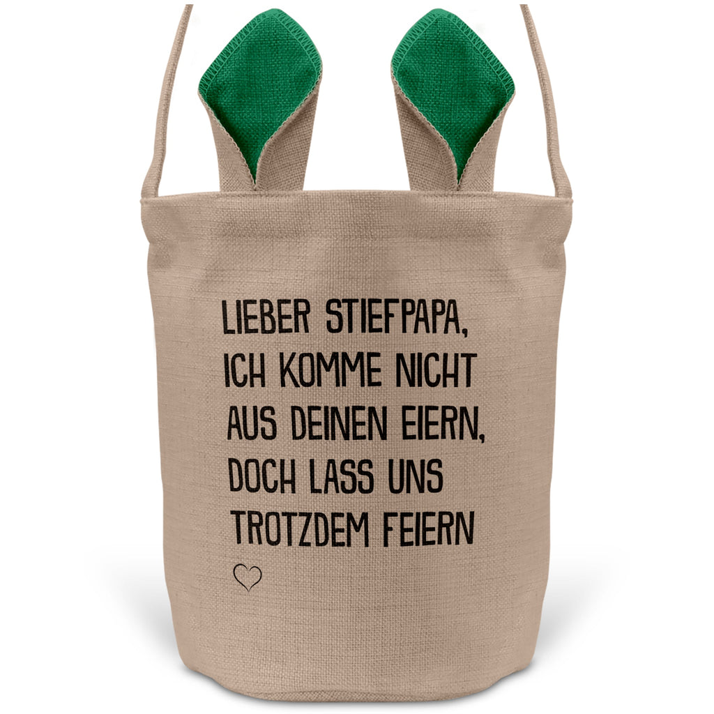 22Feels® Stiefpapa Stiefvater Osterkorb mit Henkel Ostergeschenk Tragetasche Ostern Deko Osternest Körbchen Hasenohren (Beige/Grün)-Ostern Tragetasche-22Feels