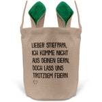 22Feels® Stiefpapa Stiefvater Osterkorb mit Henkel Ostergeschenk Tragetasche Ostern Deko Osternest Körbchen Hasenohren (Beige/Grün)-Ostern Tragetasche-22Feels