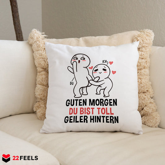 22Feels® Paar Geschenk zum Jahrestag, Valentinstag, Hochzeitstag etc. - Kissen mit Spruch (Weiss 40x40cm)-Kissen Weiss 40x40-22Feels