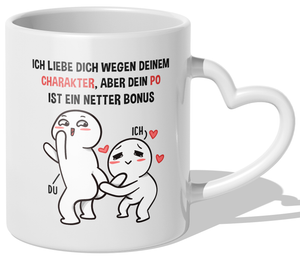 22Feels® Paar Geschenk zum Jahrestag, Hochzeitstag, Valentinstag etc. - Tasse mit Spruch (Herzhenkel, Weiss, 320ml)-Tasse Weiss Herzhenkel 320ml-22Feels