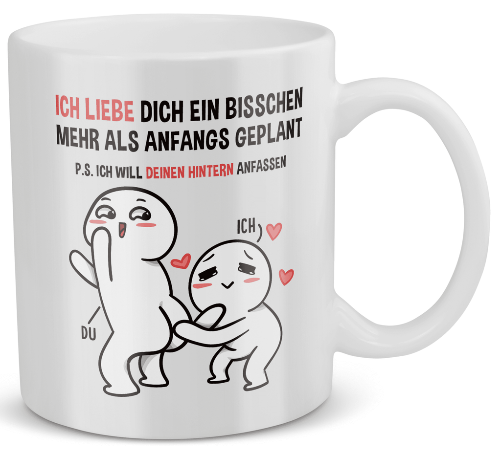 22Feels® Geschenk für Paare - Tasse mit Spruch: Ich Liebe Dich Ein Bisschen Mehr (Weiss, 320ml)-Weisse Tasse 320ml-22Feels