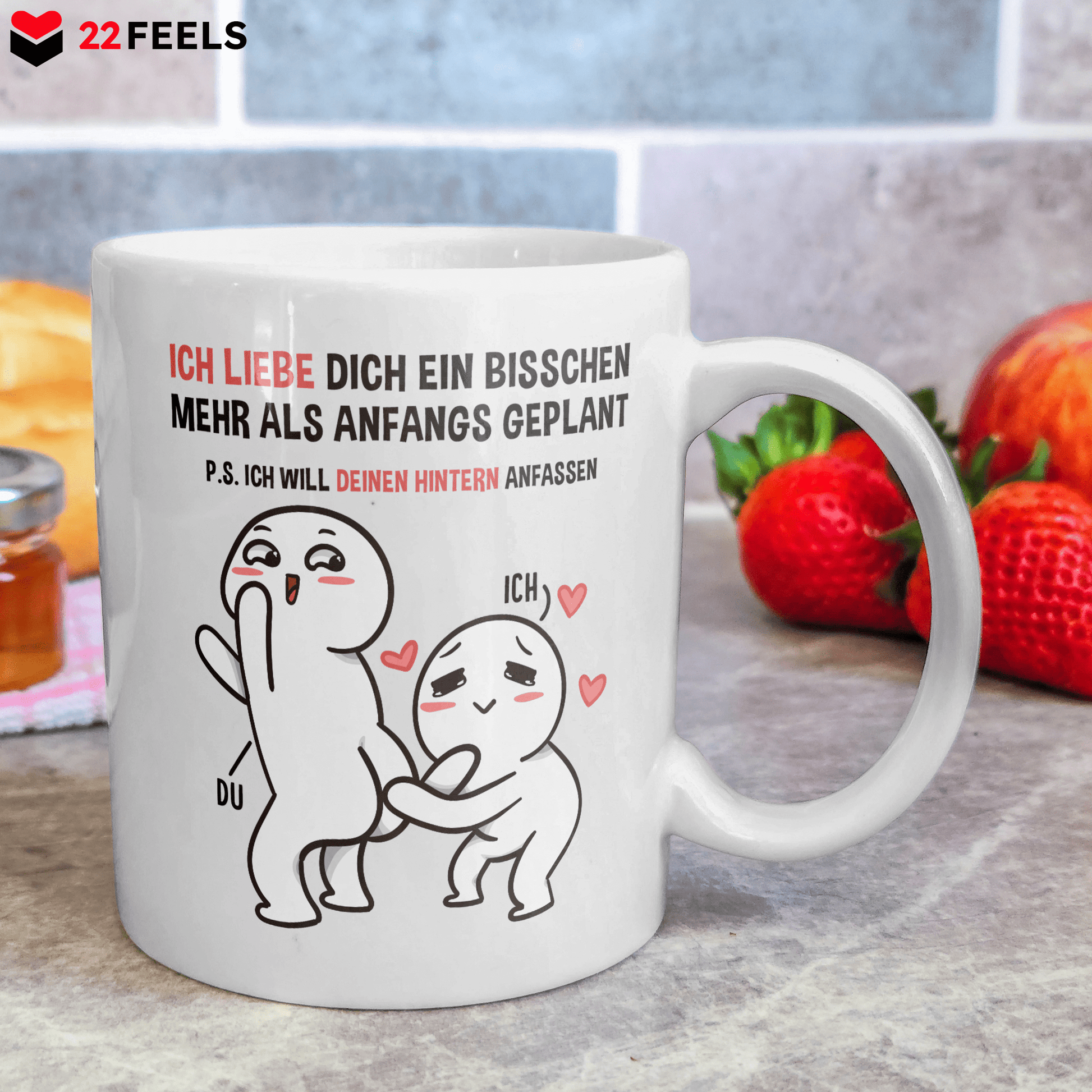 22Feels® Geschenk für Paare - Tasse mit Spruch: Ich Liebe Dich Ein Bisschen Mehr (Weiss, 320ml)-Weisse Tasse 320ml-22Feels