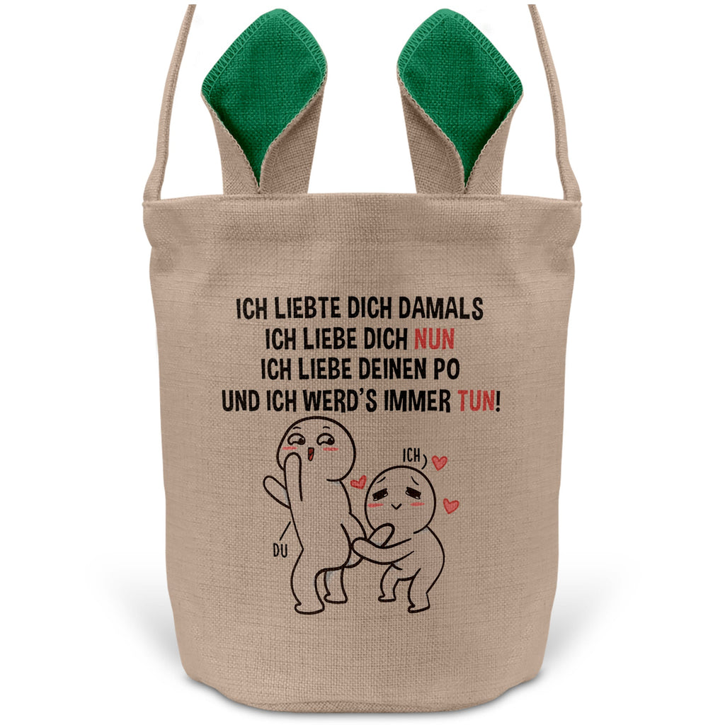 22Feels® Männer Frauen Osterkorb Ehefrau Ehemann Freund Freundin Ostern mit Henkel Ostergeschenk Tragetasche Ostern Deko Osternest Körbchen Hasenohren (Beige/Grün)-Ostern Tragetasche-22Feels