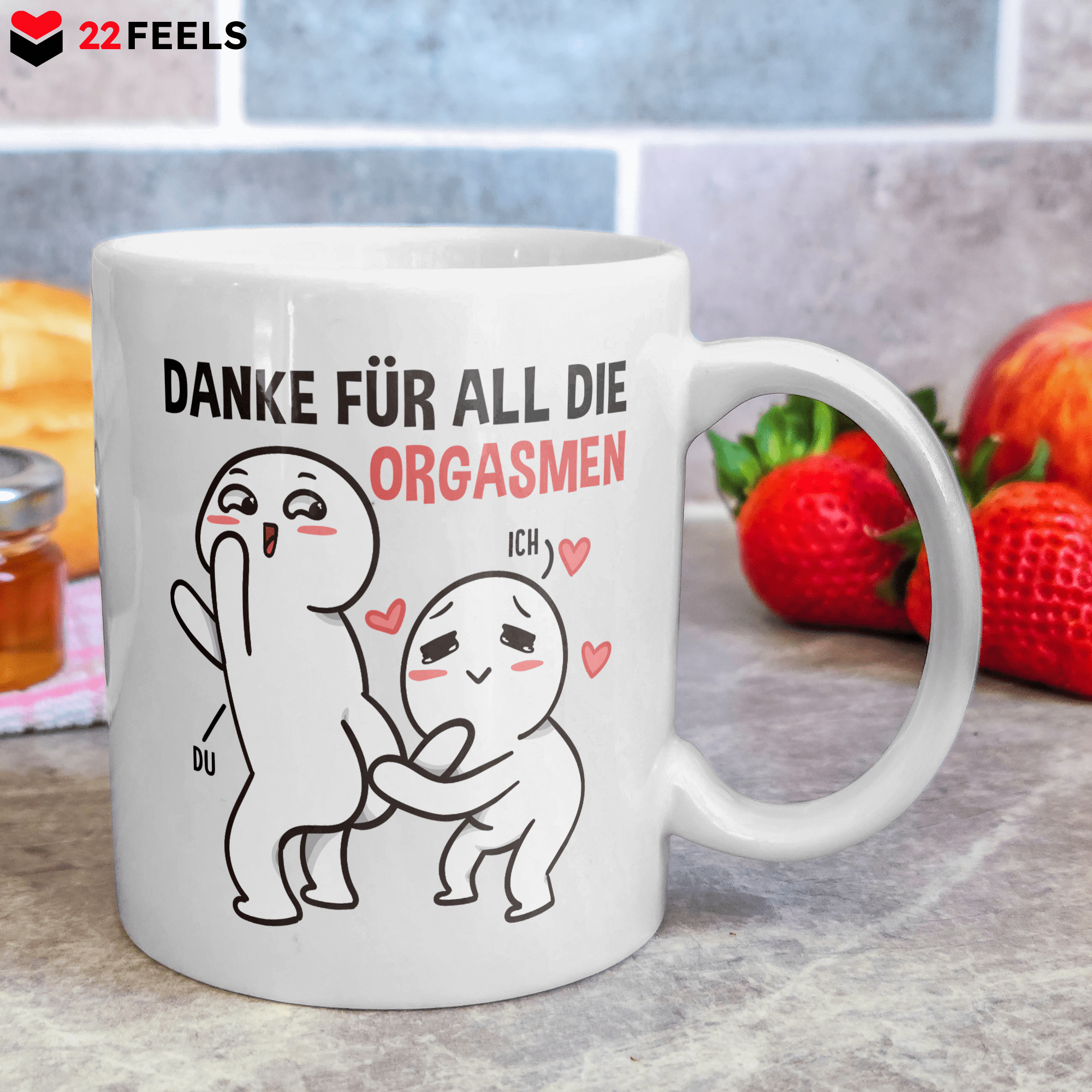 22Feels® Geschenk für Paare - Tasse mit Spruch: Danke Für All Die Orgasmen (Weiss, 320ml)-Weisse Tasse 320ml-22Feels