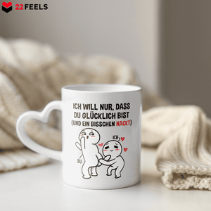 22Feels® Paar Geschenk zum Jahrestag, Hochzeitstag, Valentinstag etc. - Tasse mit Spruch (Herzhenkel, Weiss, 320ml)-Tasse Weiss Herzhenkel 320ml-22Feels