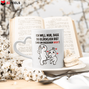 22Feels® Paar Geschenk zum Jahrestag, Hochzeitstag, Valentinstag etc. - Tasse mit Spruch (Herzhenkel, Weiss, 320ml)-Tasse Weiss Herzhenkel 320ml-22Feels
