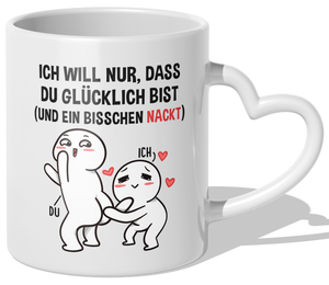 22Feels® Paar Geschenk zum Jahrestag, Hochzeitstag, Valentinstag etc. - Tasse mit Spruch (Herzhenkel, Weiss, 320ml)-Tasse Weiss Herzhenkel 320ml-22Feels