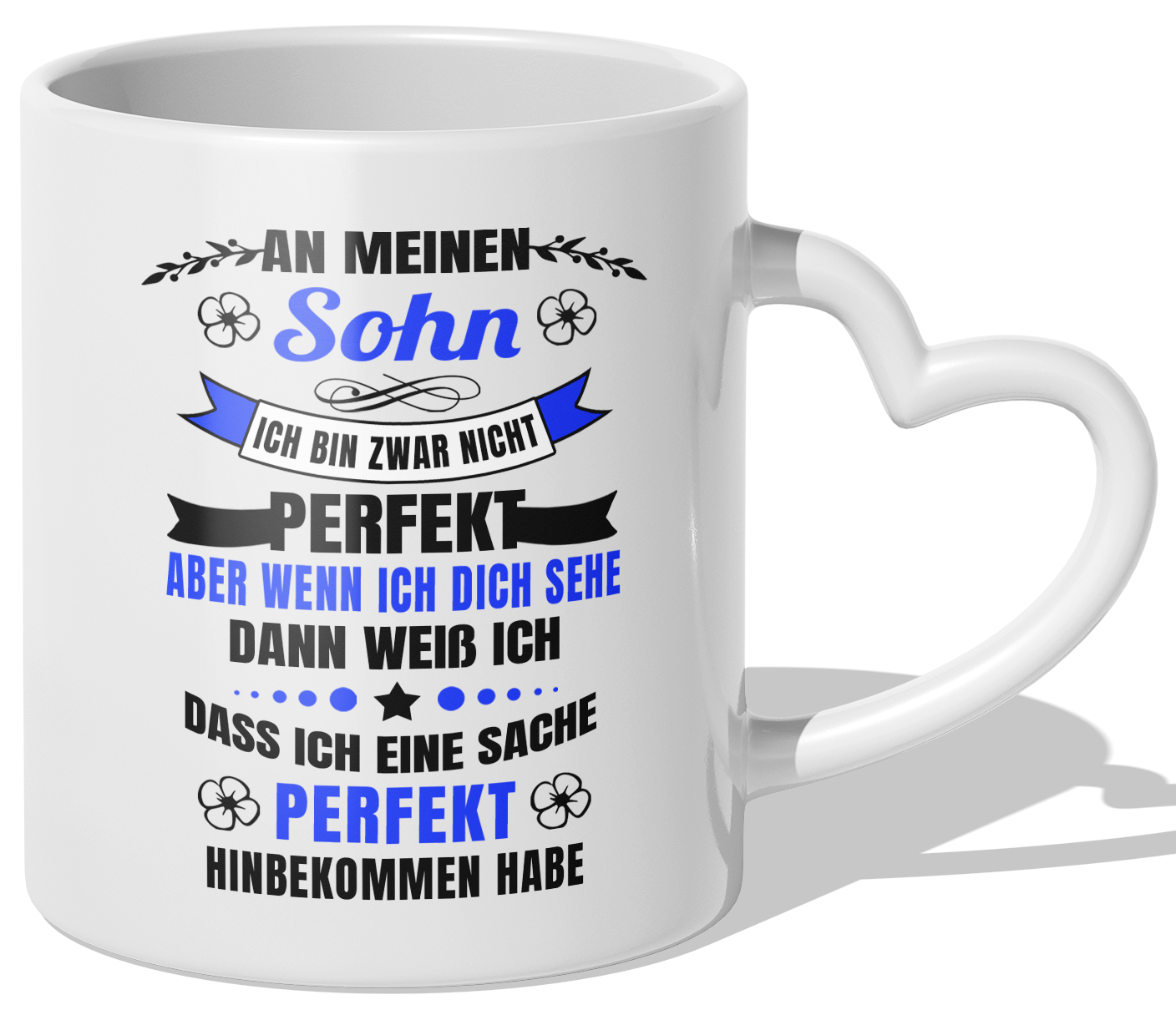 22Feels® Sohn Geschenk - Tasse mit Spruch (Herzhenkel, Weiss, 320ml)-Tasse Weiss Herzhenkel 320ml-22Feels