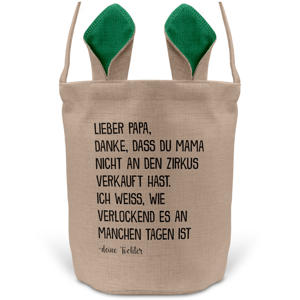 22Feels® Papa Osterkorb von Tochter Vater mit Henkel Ostergeschenk Tragetasche Ostern Deko Osternest Körbchen Hasenohren (Beige/Grün)-Ostern Tragetasche-22Feels