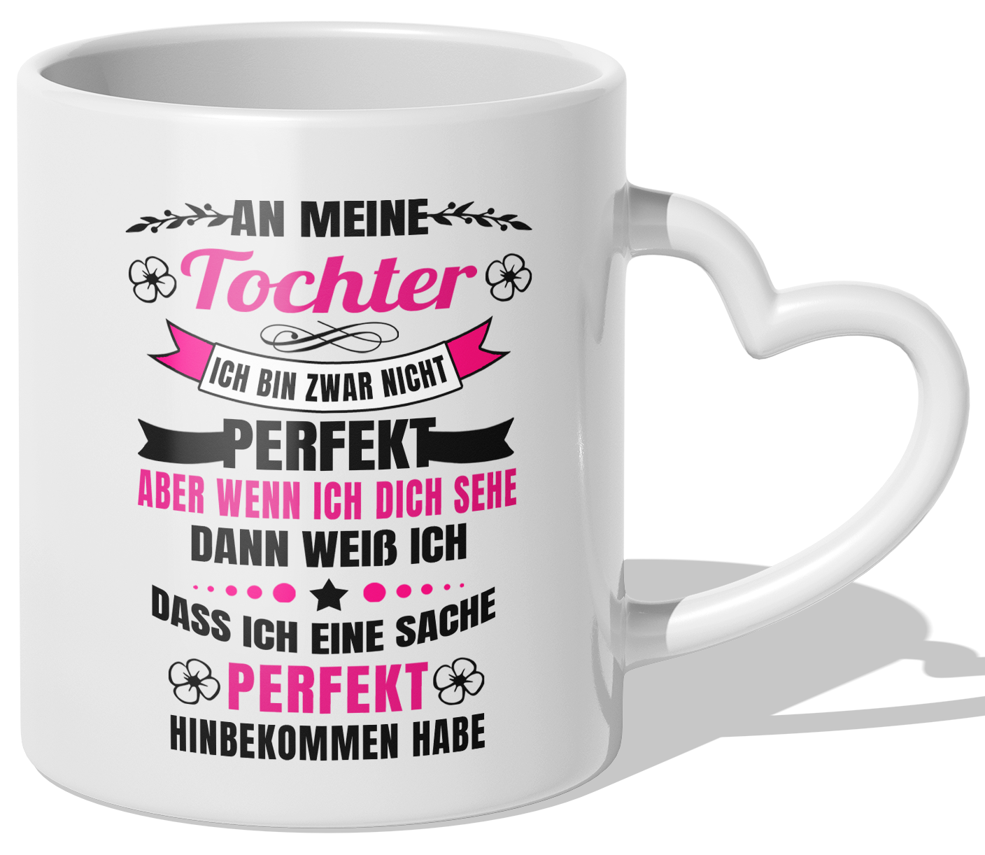 22Feels® Tochter Geschenk - Tasse mit Spruch (Herzhenkel, Weiss, 320ml)-Tasse Weiss Herzhenkel 320ml-22Feels