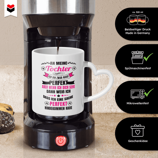 22Feels® Tochter Geschenk - Tasse mit Spruch (Herzhenkel, Weiss, 320ml)-Tasse Weiss Herzhenkel 320ml-22Feels