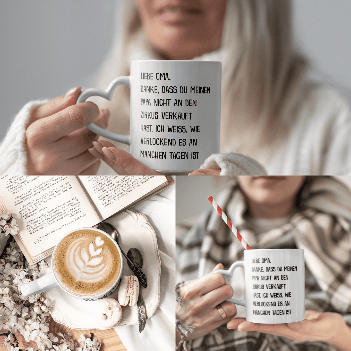 22Feels® Oma Geschenk - Tasse mit Spruch: Zirkus (Herzhenkel, Weiss, 320ml)-Tasse Weiss Herzhenkel 320ml-22Feels