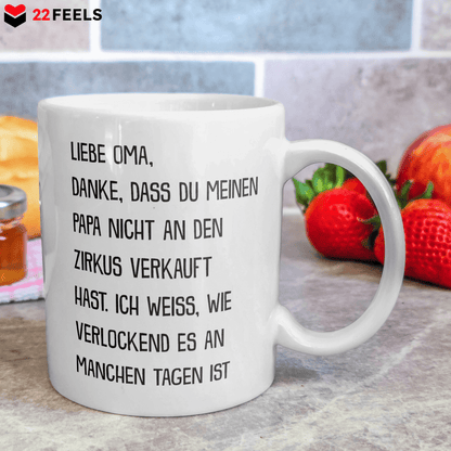 22Feels® Geschenk für Omas - Tasse mit Spruch: Zirkus Papa (Weiss, 320ml)-Weisse Tasse 320ml-22Feels