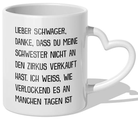 22Feels® Schwager Geschenk - Tasse mit Spruch (Herzhenkel, Weiss, 320ml)-Tasse Weiss Herzhenkel 320ml-22Feels