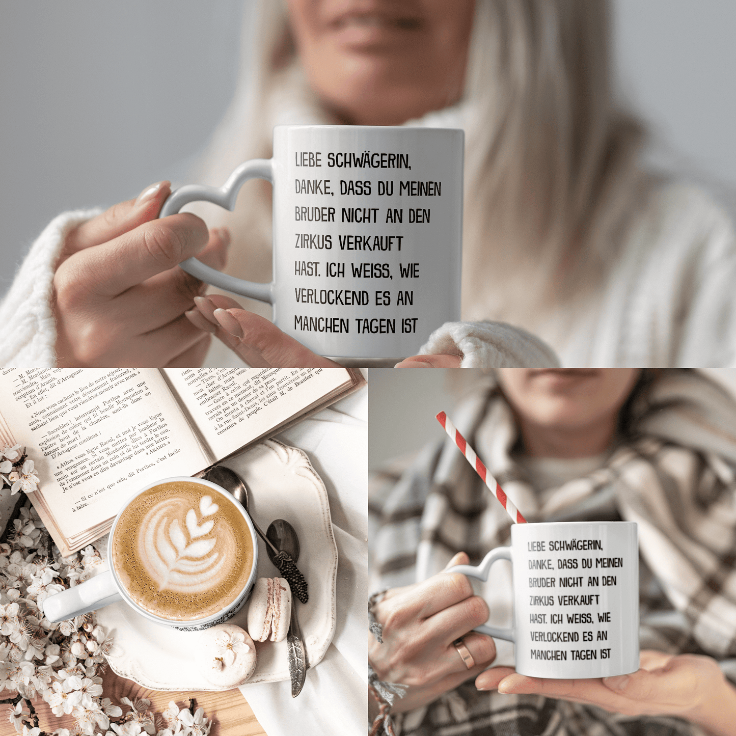 22Feels® Schwägerin Geschenk - Tasse mit Spruch (Herzhenkel, Weiss, 320ml)-Tasse Weiss Herzhenkel 320ml-22Feels