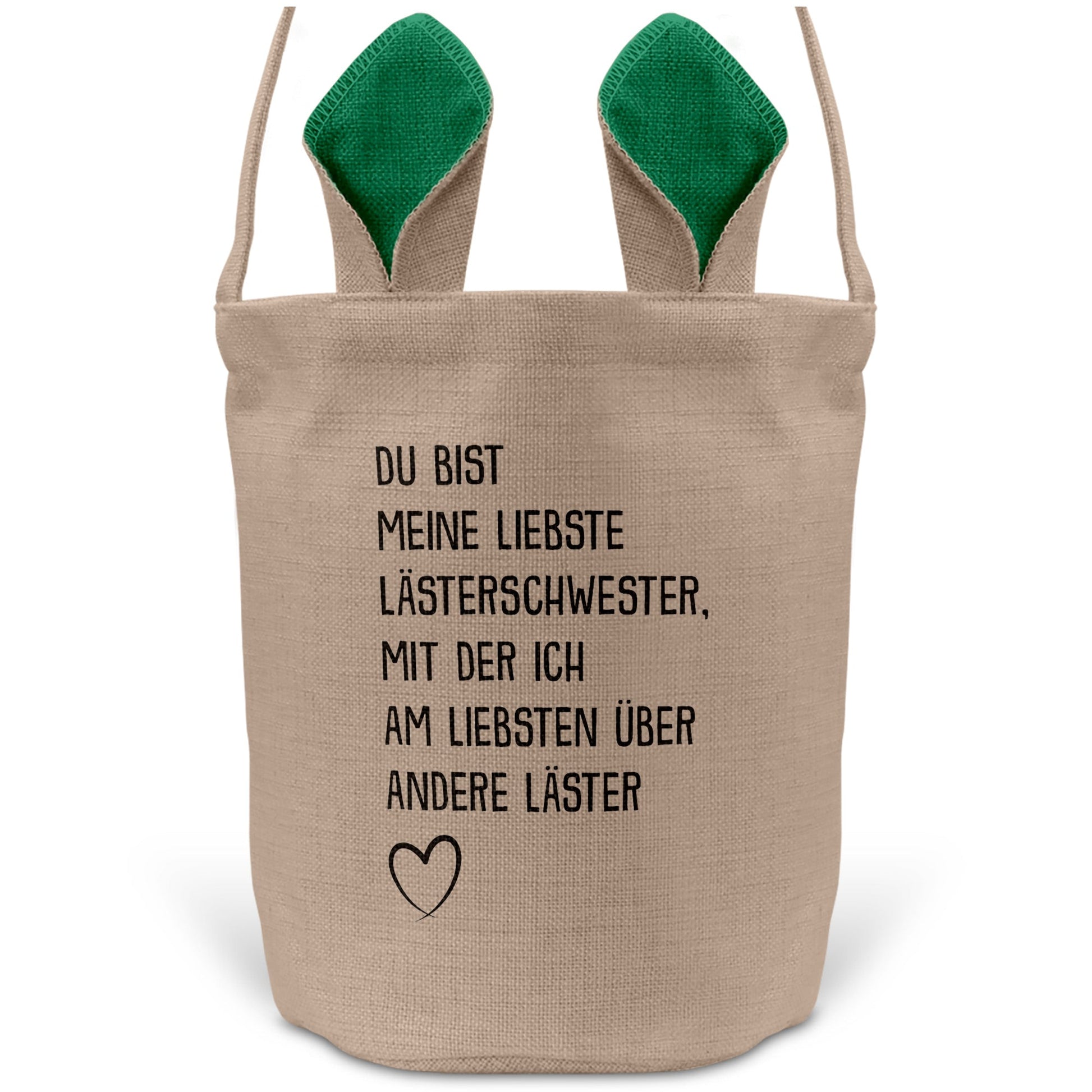 22Feels® Beste Freundin BFF Osterkorb mit Henkel Ostergeschenk Tragetasche Ostern Deko Osternest Körbchen Hasenohren (Beige/Grün)-Ostern Tragetasche-22Feels