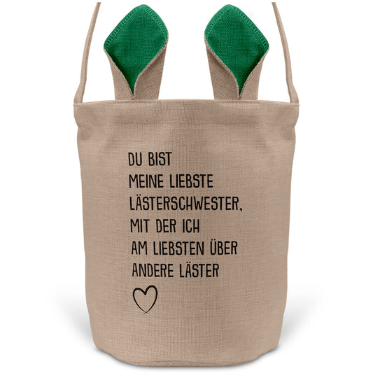 22Feels® Beste Freundin BFF Osterkorb mit Henkel Ostergeschenk Tragetasche Ostern Deko Osternest Körbchen Hasenohren (Beige/Grün)-Ostern Tragetasche-22Feels