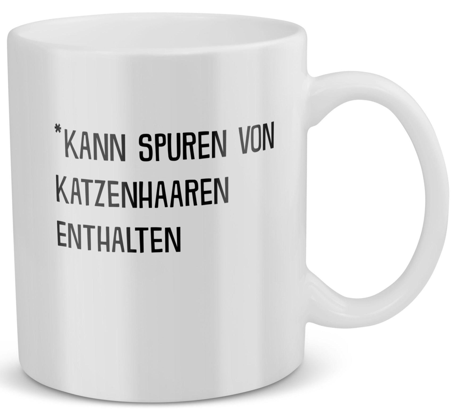 22Feels® Geschenk für Katzenfans - Tasse mit Spruch: Kann Spuren Von Katzenhaaren Enthalten (Weiss, 320ml)-Weisse Tasse 320ml-22Feels