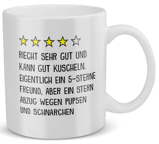 22Feels® Geschenk für Freunde - Tasse mit Spruch: 4 Sterne Freund (Weiss, 320ml)-Weisse Tasse 320ml-22Feels