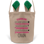 22Feels® Oma Grossmutter Osterkorb mit Henkel Ostergeschenk Tragetasche Ostern Deko Osternest Körbchen Hasenohren (Beige/Grün)-Ostern Tragetasche-22Feels