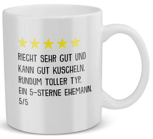 22Feels® Geschenk für Ehemänner - Tasse mit Spruch: 5 Sterne Ehemann (Weiss, 320ml)-Weisse Tasse 320ml-22Feels
