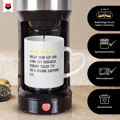 22Feels® Ehemann Geschenk zum Hochzeitstag, Valentinstag etc. - Tasse mit Spruch (Herzhenkel, Weiss, 320ml)-Tasse Weiss Herzhenkel 320ml-22Feels