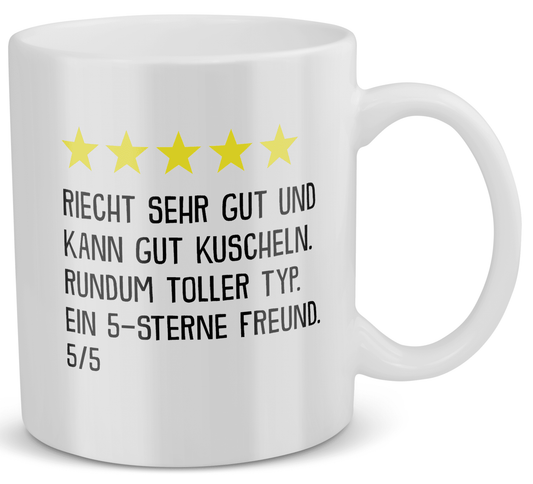 22Feels® Geschenk für Freunde - Tasse mit Spruch: 5 Sterne Freund (Weiss, 320ml)-Weisse Tasse 320ml-22Feels