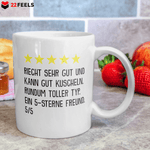 22Feels® Geschenk für Freunde - Tasse mit Spruch: 5 Sterne Freund (Weiss, 320ml)-Weisse Tasse 320ml-22Feels