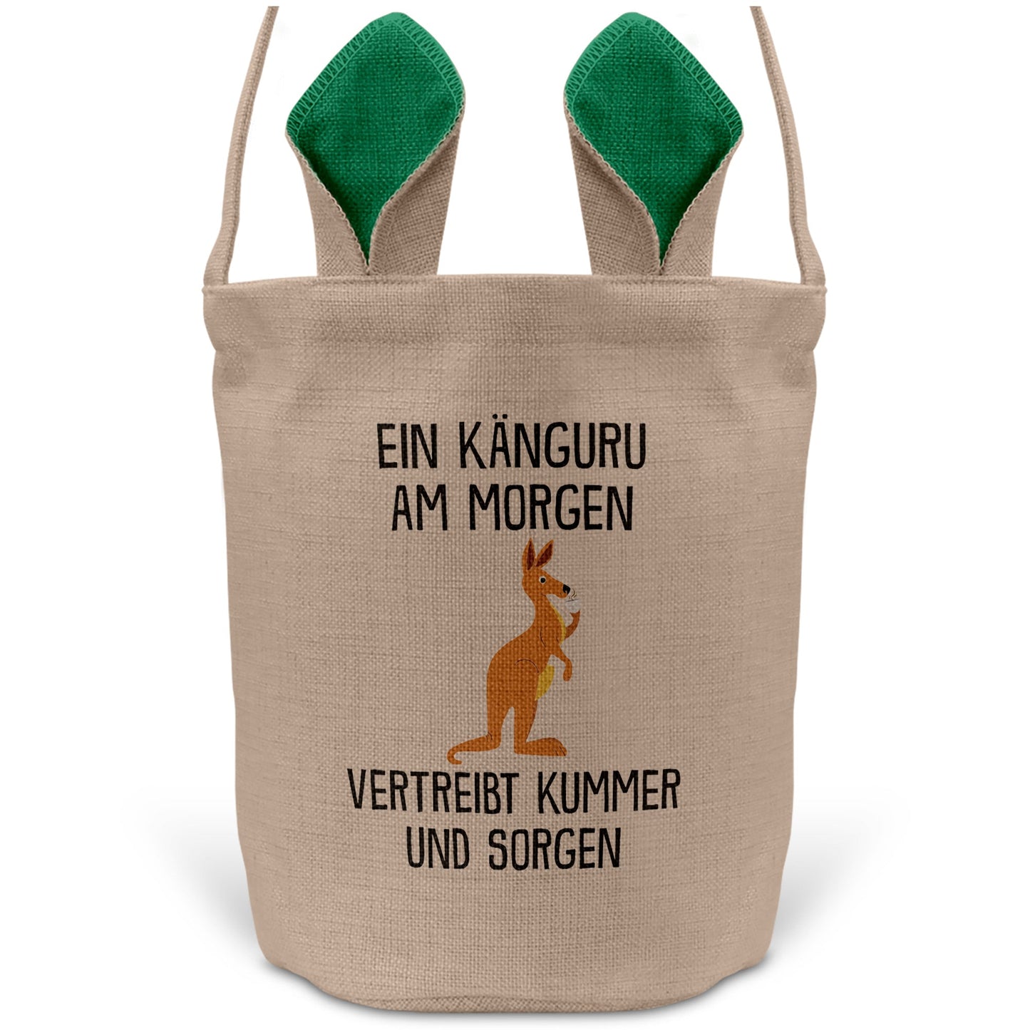 22Feels® Lustiger Osterkorb mit Henkel Känguru Tasche Frauen Männer mit Henkel Ostergeschenk Tragetasche Ostern Deko Osternest Körbchen Hasenohren (Beige/Grün)-Ostern Tragetasche-22Feels