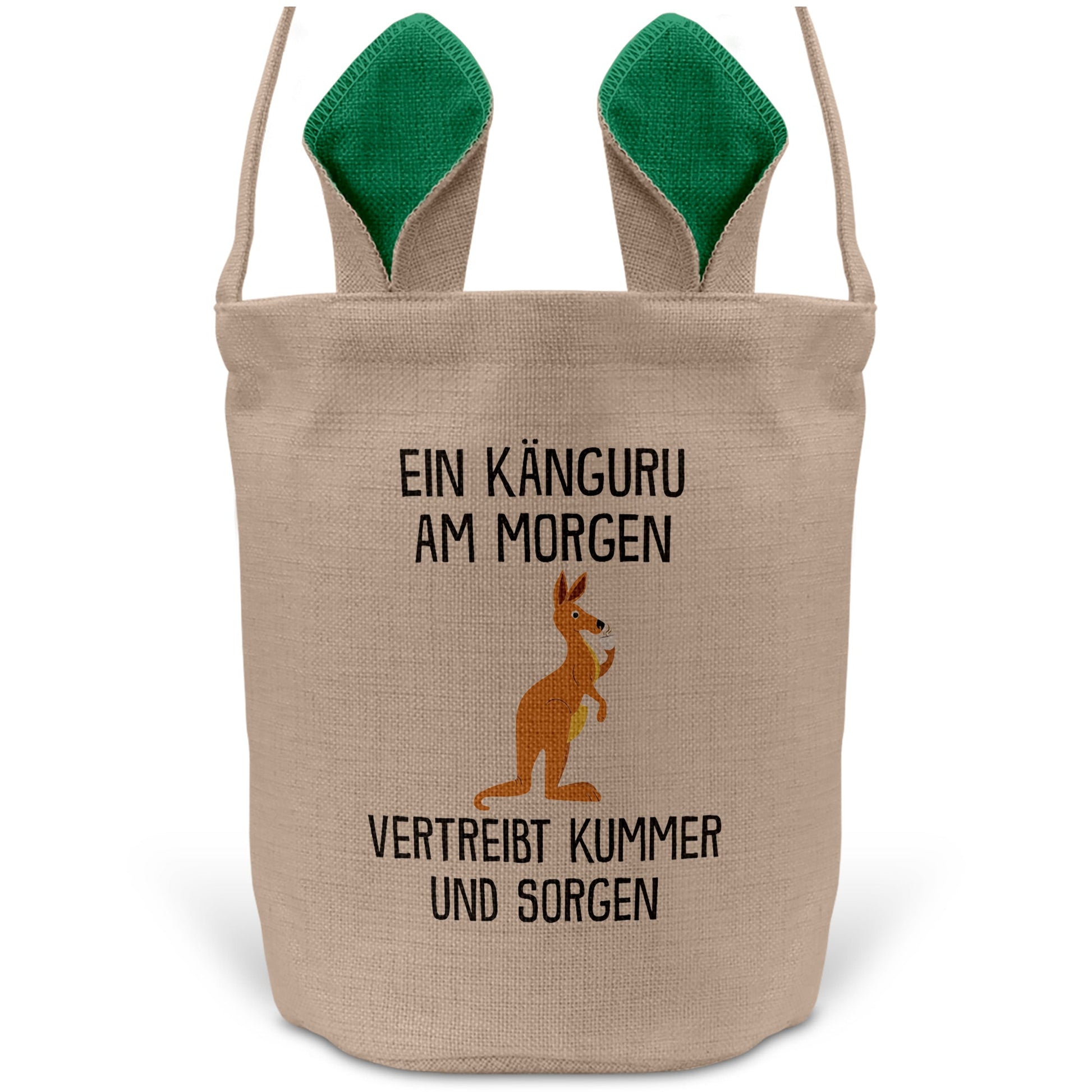 22Feels® Lustiger Osterkorb mit Henkel Känguru Tasche Frauen Männer mit Henkel Ostergeschenk Tragetasche Ostern Deko Osternest Körbchen Hasenohren (Beige/Grün)-Ostern Tragetasche-22Feels
