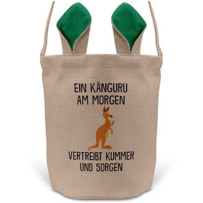 22Feels® Lustiger Osterkorb mit Henkel Känguru Tasche Frauen Männer mit Henkel Ostergeschenk Tragetasche Ostern Deko Osternest Körbchen Hasenohren (Beige/Grün)-Ostern Tragetasche-22Feels