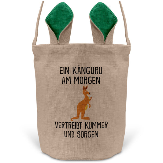 22Feels® Lustiger Osterkorb mit Henkel Känguru Tasche Frauen Männer mit Henkel Ostergeschenk Tragetasche Ostern Deko Osternest Körbchen Hasenohren (Beige/Grün)-Ostern Tragetasche-22Feels