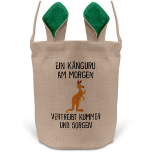 22Feels® Lustiger Osterkorb mit Henkel Känguru Tasche Frauen Männer mit Henkel Ostergeschenk Tragetasche Ostern Deko Osternest Körbchen Hasenohren (Beige/Grün)-Ostern Tragetasche-22Feels