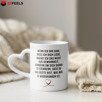 22Feels® Paar Geschenk zum Jahrestag, Hochzeitstag, Valentinstag etc. - Tasse mit Spruch (Herzhenkel, Weiss, 320ml)-Tasse Weiss Herzhenkel 320ml-22Feels
