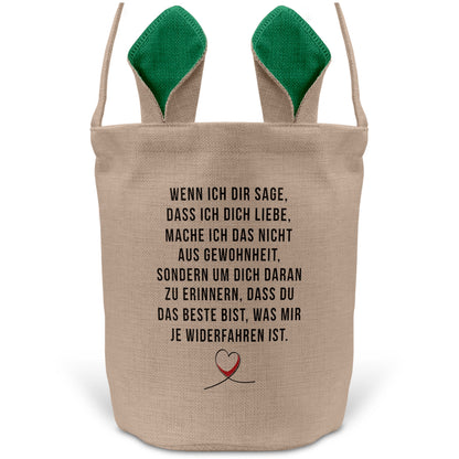 22Feels® Männer Frauen Osterkorb Ehefrau Ehemann Freund Freundin Ostern mit Henkel Ostergeschenk Tragetasche Ostern Deko Osternest Körbchen Hasenohren (Beige/Grün)-Ostern Tragetasche-22Feels