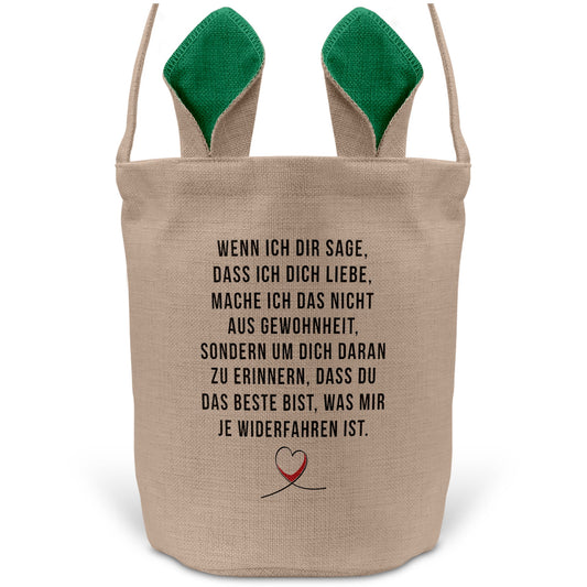 22Feels® Männer Frauen Osterkorb Ehefrau Ehemann Freund Freundin Ostern mit Henkel Ostergeschenk Tragetasche Ostern Deko Osternest Körbchen Hasenohren (Beige/Grün)-Ostern Tragetasche-22Feels